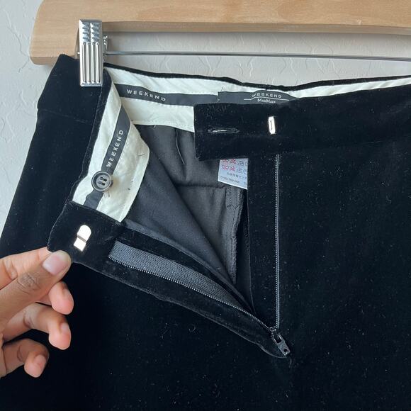 Weekend MaxMara Black Velvet Wide Leg‎ High Waist Trouser Pants Size 6 - Picture 5 of 10